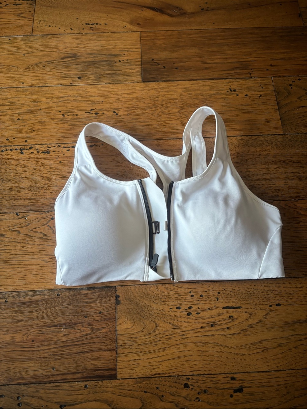 Nike Dri-Fit Front-Zip White Sports Bra - Fully Padded High Support Size M